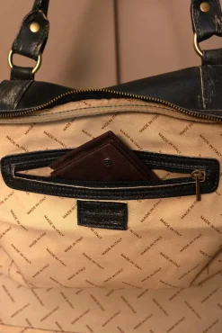 D'Arienzo Morris - Borsone da viaggio in pelle nera vintage con chiusura zip