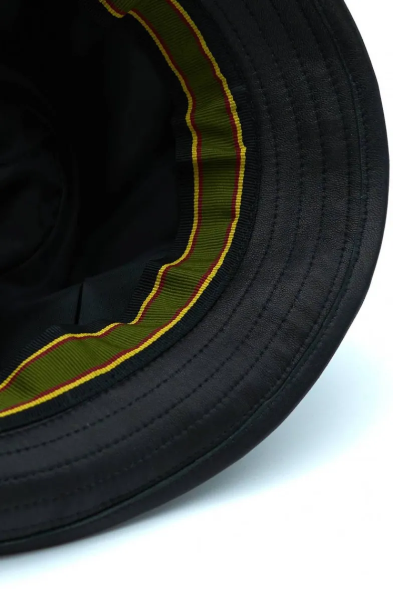 Uomo D'Arienzo New York - Cappello da uomo in pelle nera stile borsalino