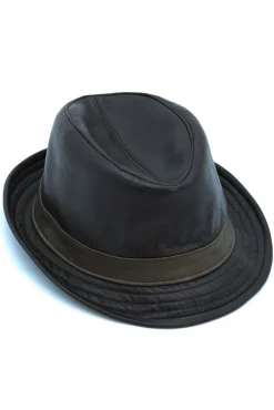 Uomo D'Arienzo New York - Cappello da uomo in pelle moro stile borsalino