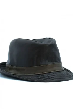 Uomo D'Arienzo New York - Cappello da uomo in pelle moro stile borsalino