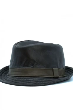 Uomo D'Arienzo New York - Cappello da uomo in pelle moro stile borsalino