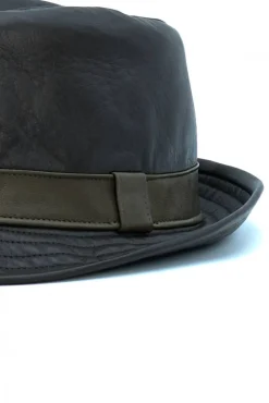 Uomo D'Arienzo New York - Cappello da uomo in pelle moro stile borsalino