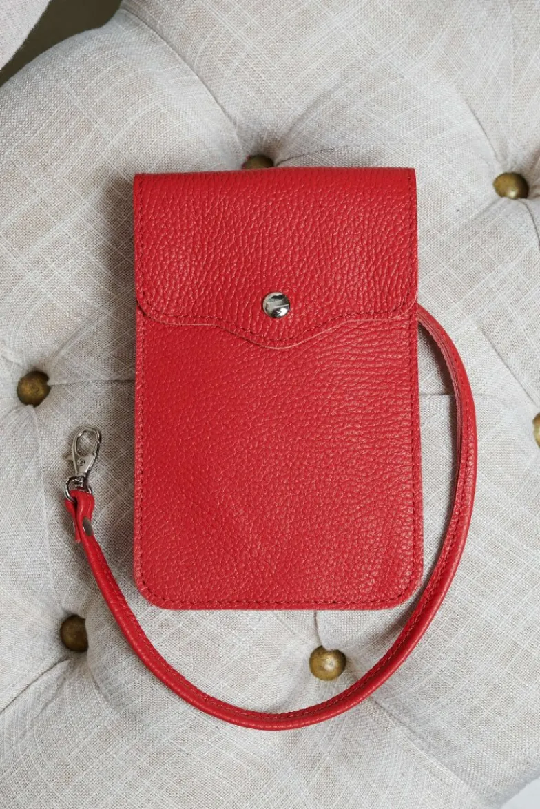 D'Arienzo Noah - Tracollina porta cellulare in pelle rossa morbida