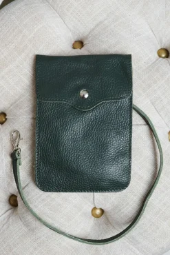 D'Arienzo Noah - Tracollina porta cellulare in pelle verde morbida