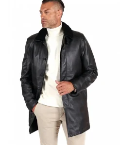 Uomo D'Arienzo Oscar - Cappotto in pelle nappa nera trapunta staccabile