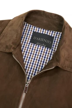 Uomo D'Arienzo Owen - Giacca in camoscio color fango con colletto camicia impunturato a mano