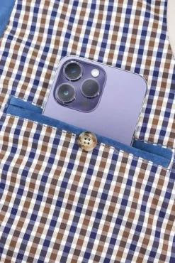 Uomo D'Arienzo Owen - Giacca in camoscio denim blu con colletto camicia impunturato a mano