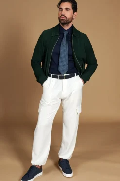 Uomo D'Arienzo Owen - Giacca in camoscio color verde impunturata colletto camicia