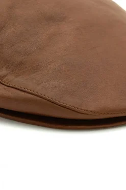 Uomo D'Arienzo Palermo - Coppola in pelle vintage marrone uomo visiera bottone a pressione
