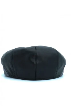 Uomo D'Arienzo Palermo - Coppola in pelle nero grigio uomo visiera bottone a pressione