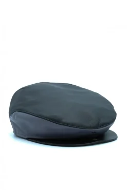 Uomo D'Arienzo Palermo - Coppola in pelle nero grigio uomo visiera bottone a pressione