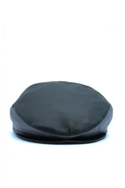 Uomo D'Arienzo Palermo - Coppola in pelle nero grigio uomo visiera bottone a pressione