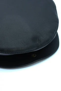 Uomo D'Arienzo Palermo - Coppola in pelle nero grigio uomo visiera bottone a pressione