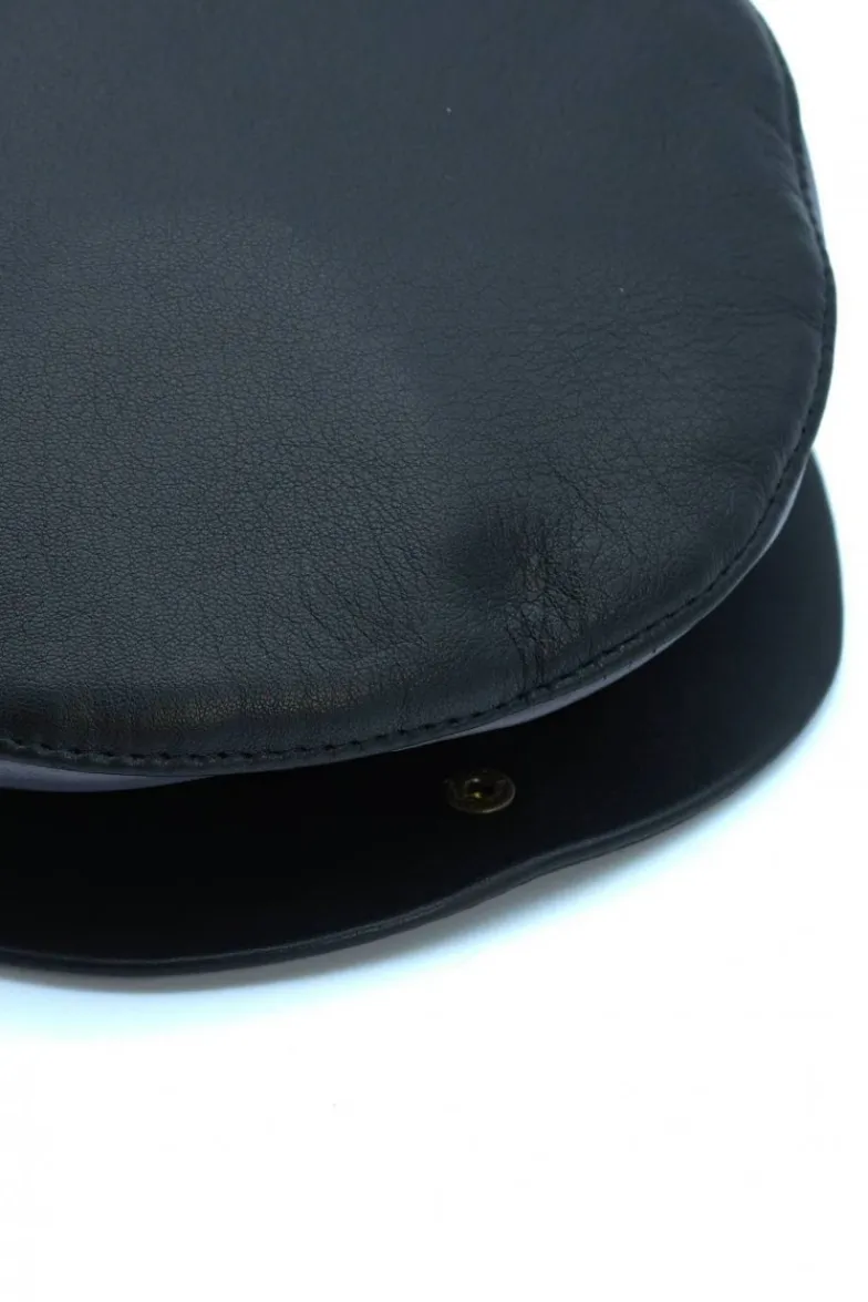 Uomo D'Arienzo Palermo - Coppola in pelle nero grigio uomo visiera bottone a pressione