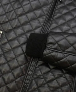 Uomo D'Arienzo Paul - Giacca bomber in pelle nera trapuntata a rombo