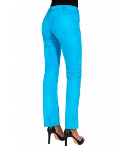 Donna D'Arienzo Penelope - Pantalone in camoscio turchese nappa effetto liscio