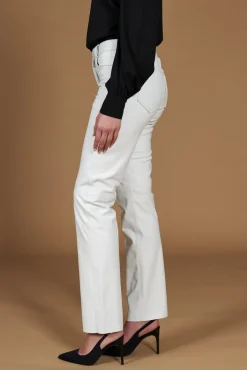 Donna D'Arienzo Penelope - Pantalone in pelle bianca nappa effetto liscio