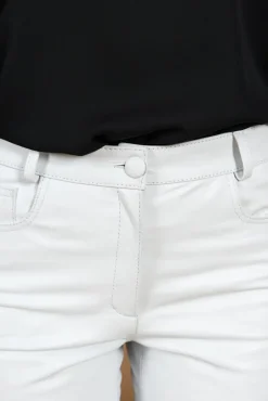Donna D'Arienzo Penelope - Pantalone in pelle bianca nappa effetto liscio