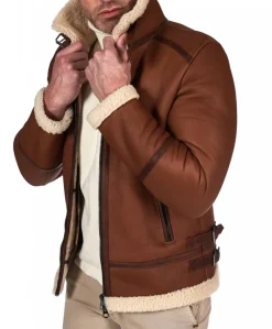 Uomo D'Arienzo Peter - Montone cuoio Shearling biker uomo collo camicia con fibbia