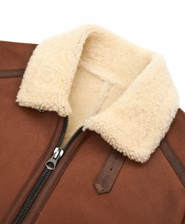 Uomo D'Arienzo Peter - Montone cuoio Shearling biker uomo collo camicia con fibbia