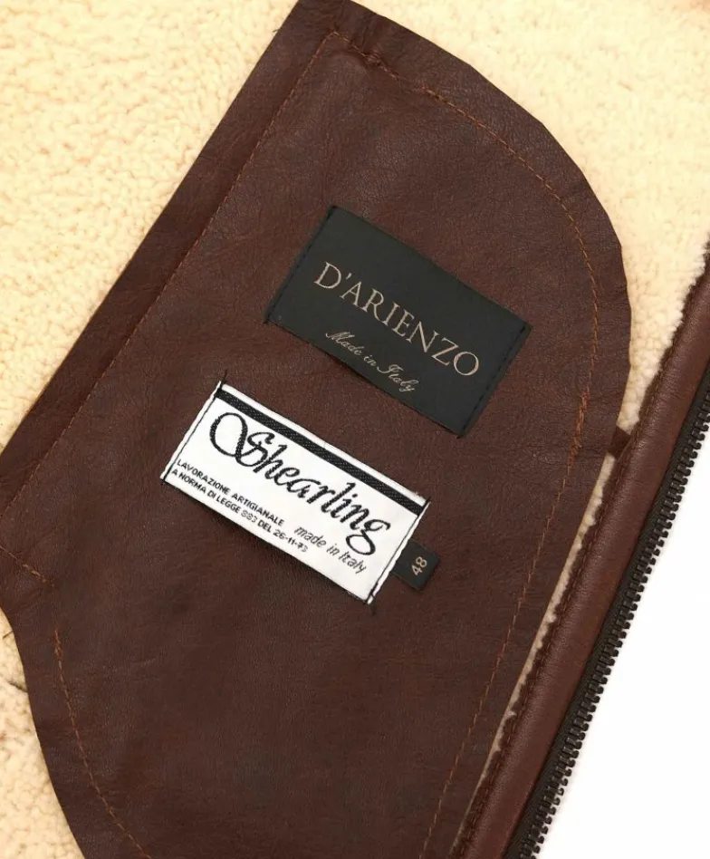 Uomo D'Arienzo Peter - Montone cuoio Shearling biker uomo collo camicia con fibbia