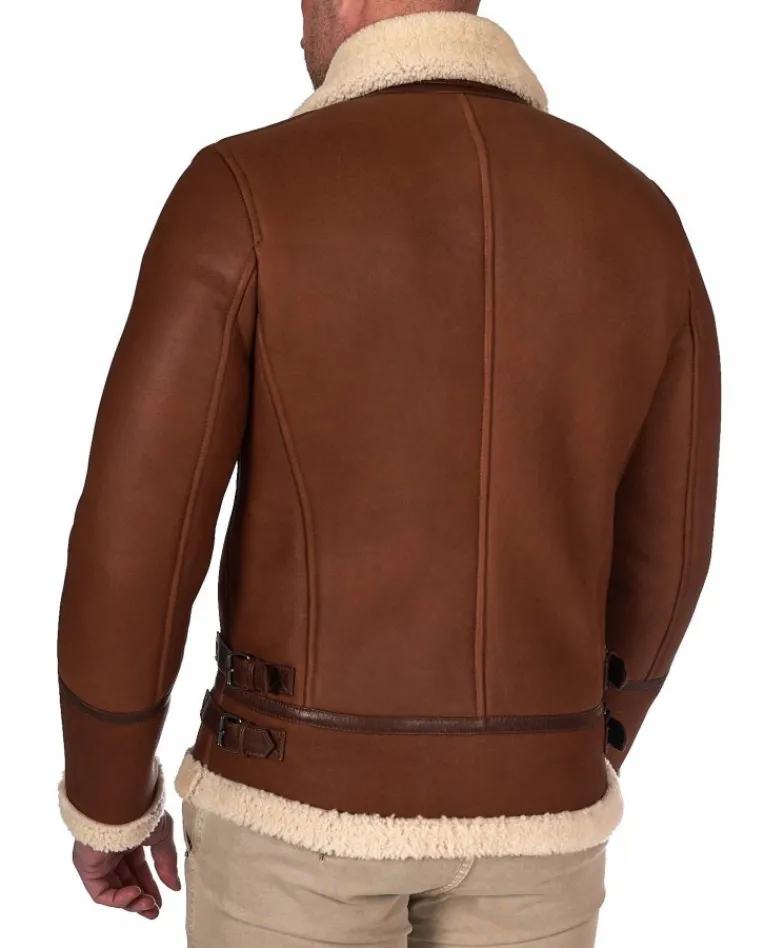 Uomo D'Arienzo Peter - Montone cuoio Shearling biker uomo collo camicia con fibbia
