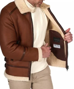 Uomo D'Arienzo Peter - Montone cuoio Shearling biker uomo collo camicia con fibbia