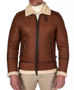 Uomo D'Arienzo Peter - Montone cuoio Shearling biker uomo collo camicia con fibbia