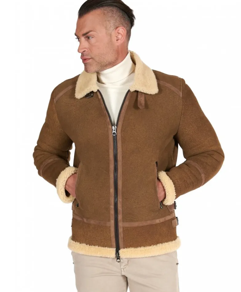 Uomo D'Arienzo Peter - Montone nubuck cuoio Shearling biker uomo collo camicia