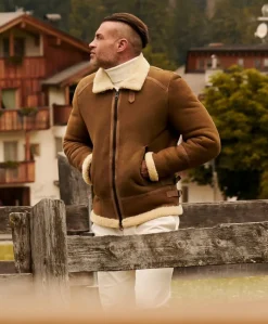 Uomo D'Arienzo Peter - Montone nubuck cuoio Shearling biker uomo collo camicia