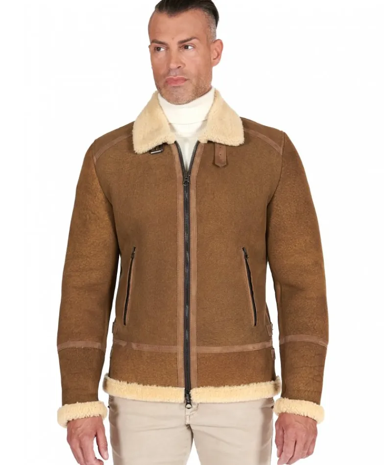 Uomo D'Arienzo Peter - Montone nubuck cuoio Shearling biker uomo collo camicia