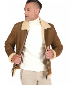 Uomo D'Arienzo Peter - Montone nubuck cuoio Shearling biker uomo collo camicia