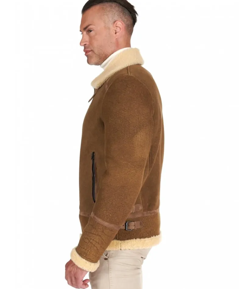 Uomo D'Arienzo Peter - Montone nubuck cuoio Shearling biker uomo collo camicia