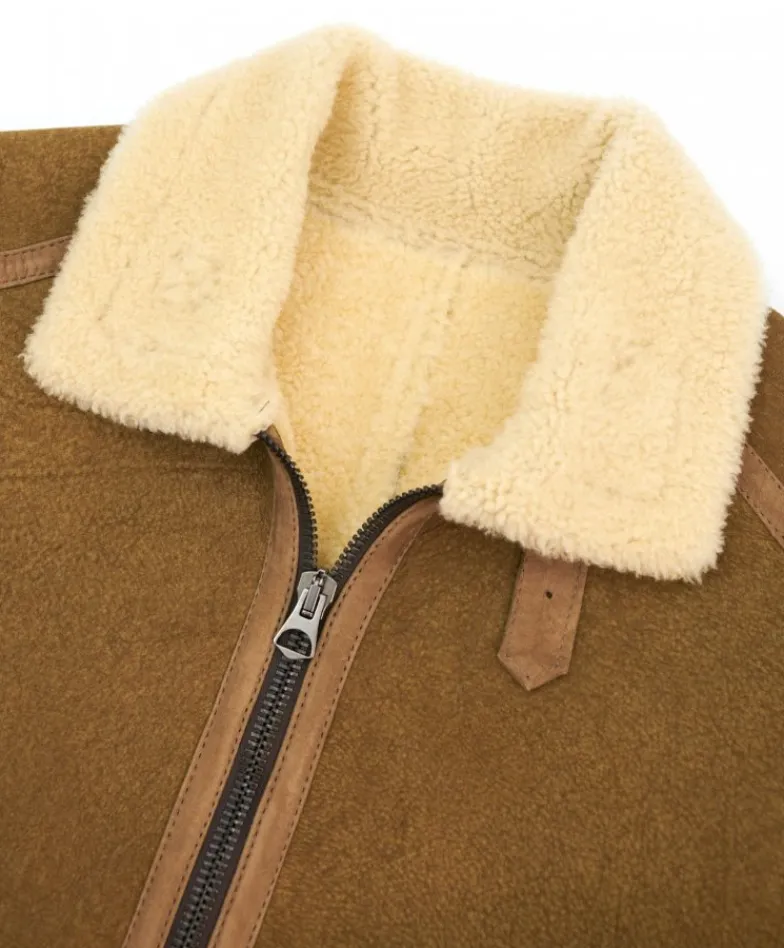 Uomo D'Arienzo Peter - Montone nubuck cuoio Shearling biker uomo collo camicia