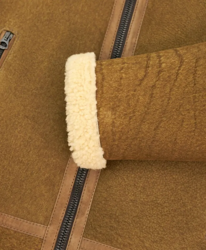 Uomo D'Arienzo Peter - Montone nubuck cuoio Shearling biker uomo collo camicia