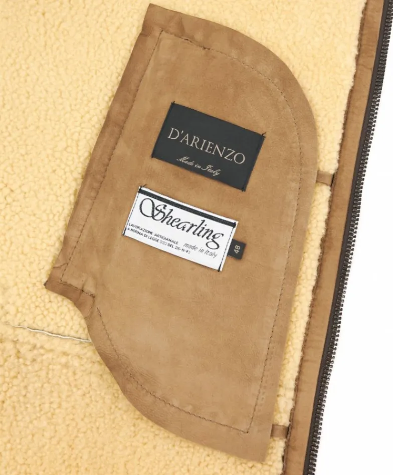 Uomo D'Arienzo Peter - Montone nubuck cuoio Shearling biker uomo collo camicia