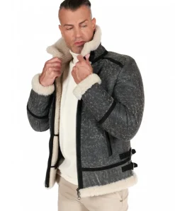 Uomo D'Arienzo Peter - Montone safari Shearling biker uomo collo camicia con fibbia
