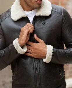 Uomo D'Arienzo Peter - Montone Shearling testa di moro biker uomo collo camicia con fibbia