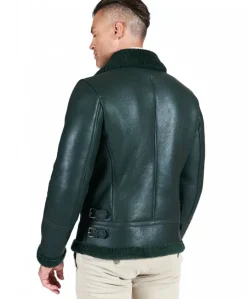 Uomo D'Arienzo Peter - Montone Shearling verde biker uomo collo camicia con fibbia