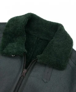 Uomo D'Arienzo Peter - Montone Shearling verde biker uomo collo camicia con fibbia