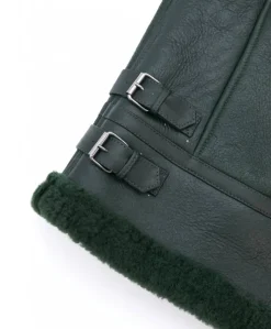 Uomo D'Arienzo Peter - Montone Shearling verde biker uomo collo camicia con fibbia