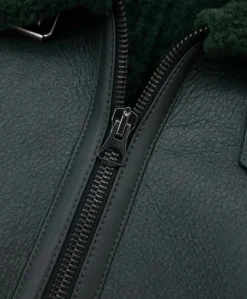 Uomo D'Arienzo Peter - Montone Shearling verde biker uomo collo camicia con fibbia