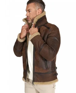 Uomo D'Arienzo Peter - Montone Shearling testa di moro uomo collo camicia con fibbia