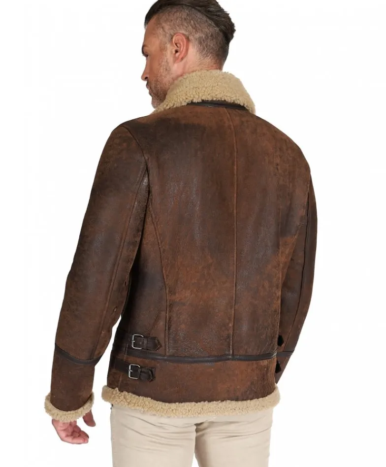 Uomo D'Arienzo Peter - Montone Shearling testa di moro uomo collo camicia con fibbia
