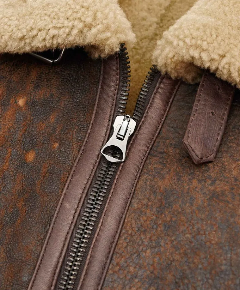 Uomo D'Arienzo Peter - Montone Shearling testa di moro uomo collo camicia con fibbia