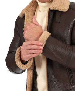 Uomo D'Arienzo Peter - Montone Shearling marrone biker uomo collo camicia con fibbia