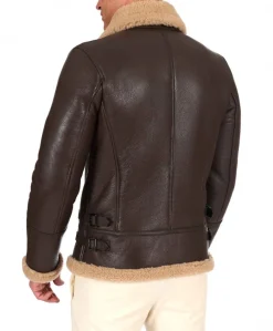 Uomo D'Arienzo Peter - Montone Shearling marrone biker uomo collo camicia con fibbia