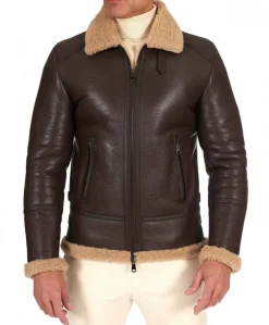 Uomo D'Arienzo Peter - Montone Shearling marrone biker uomo collo camicia con fibbia