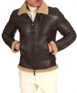 Uomo D'Arienzo Peter - Montone Shearling marrone biker uomo collo camicia con fibbia