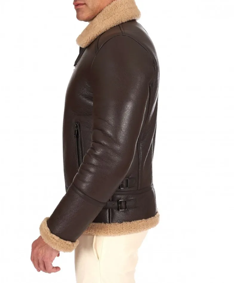 Uomo D'Arienzo Peter - Montone Shearling marrone biker uomo collo camicia con fibbia